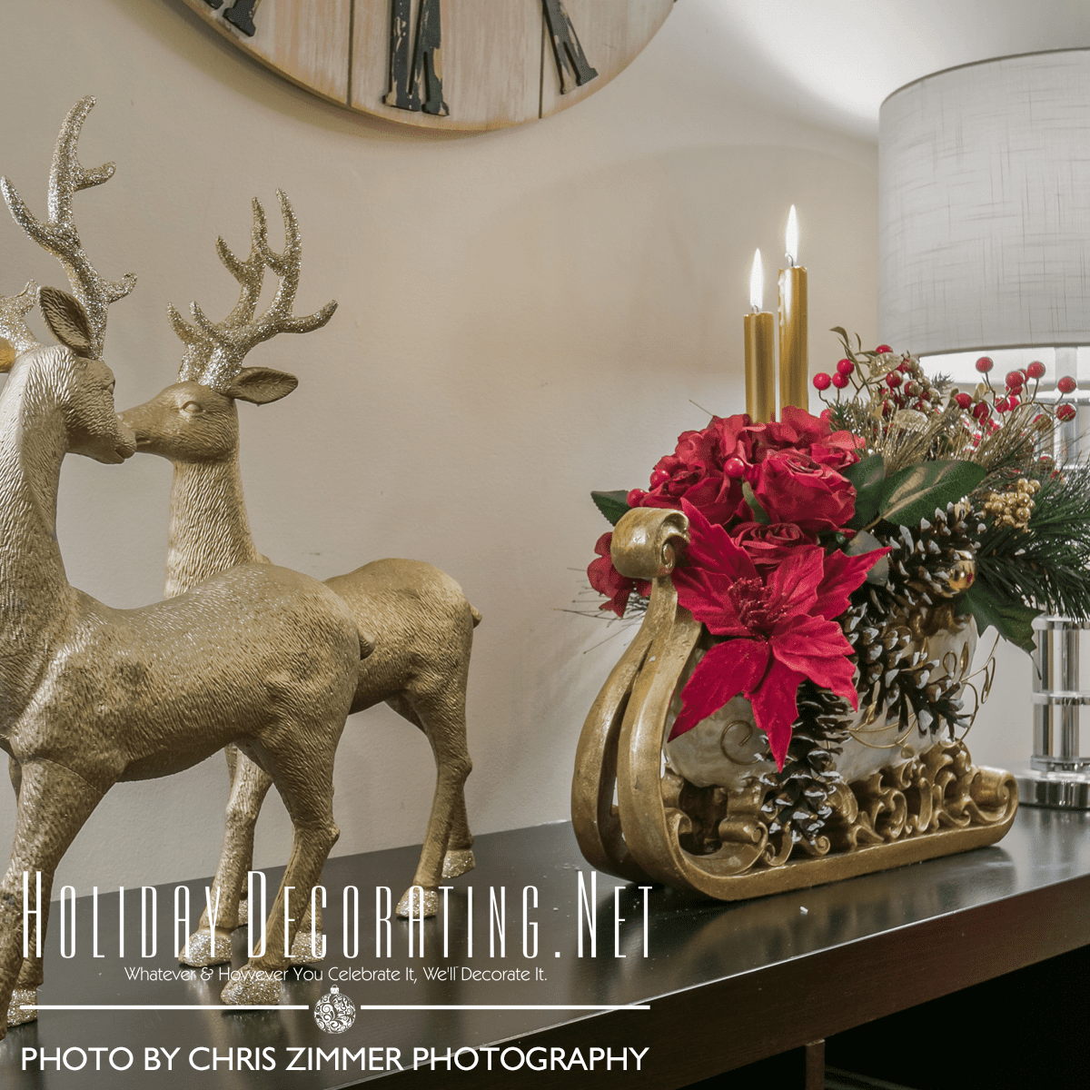 Gold Deer On The Side Board