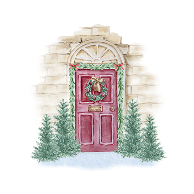 Front Door Decorated For Christmas Installation